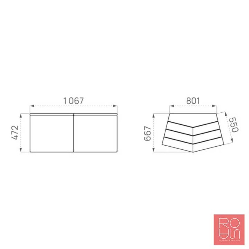 Banqueta urbana modular Le Caire pentagonal